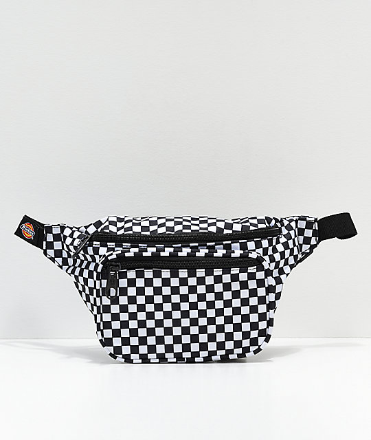 black and white fanny pack