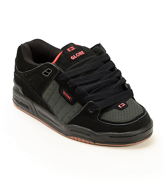 New Globe Fusion Black//Night//Red Skateboard Shoes