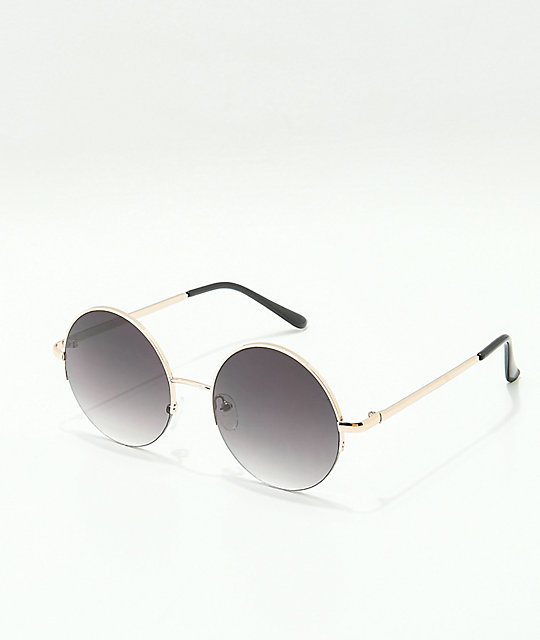 gold rim round sunglasses