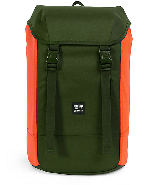 herschel green and orange backpack