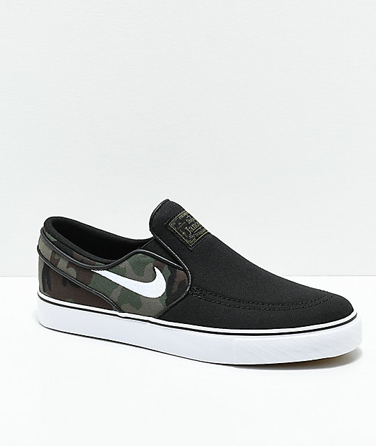 Sb janoski black  and 2025  camo slip-on skate shoes