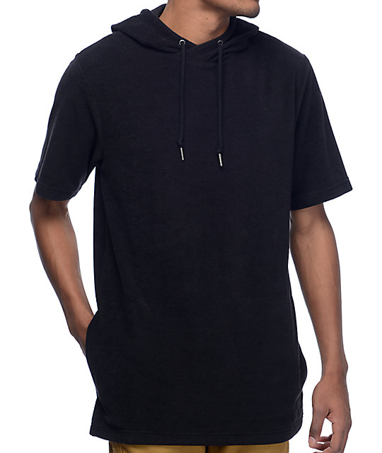 hooded t shirt black