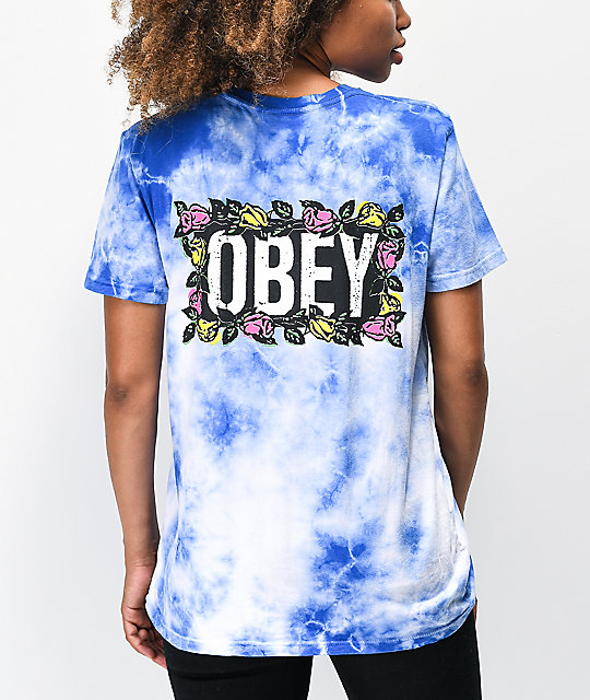 Obey Rose Brights Cobalt Tie Dye T-Shirt | Zumiez.ca