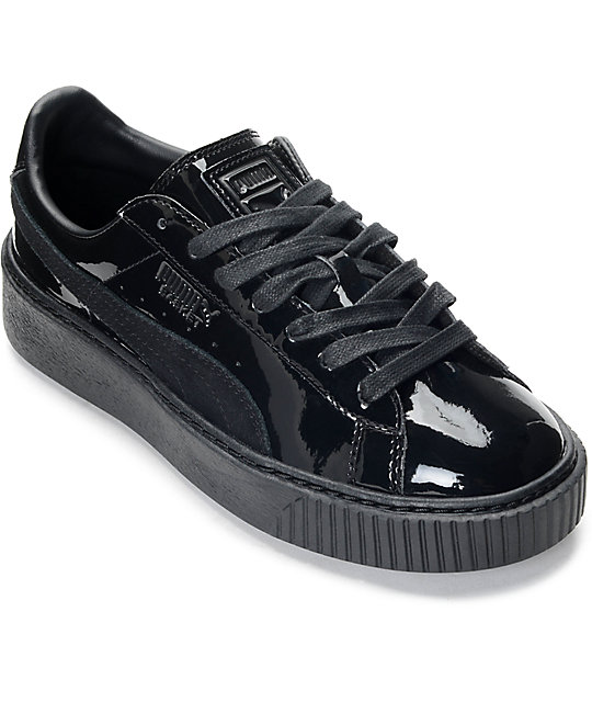 black patent leather puma sneakers