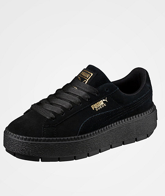 all black platform pumas