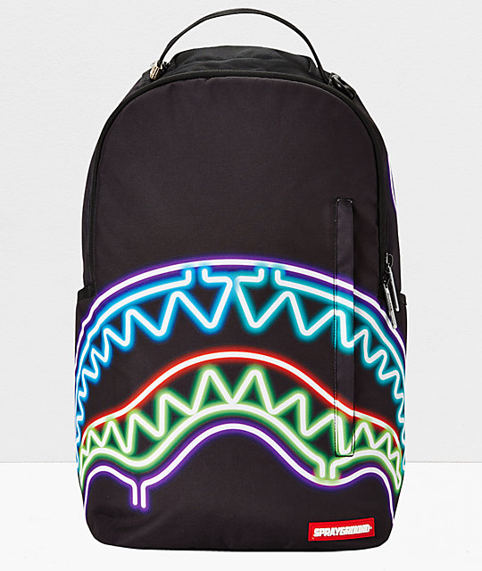 Sprayground Neon Shark Black Backpack | www.bagssaleusa.com