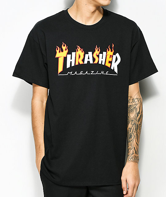 2019 Men Women Kids Tee Thrasher T-Shirt Flame Skateboard Short Sleeve Magazine