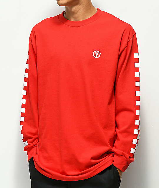 vans red long sleeve shirt