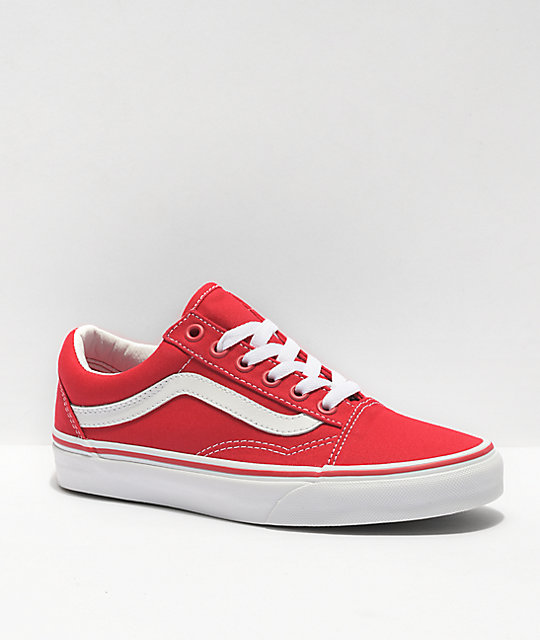 Vans Old Skool Racing Red & White Canvas Skate Shoes | Zumiez.ca Red Vans Shoes For Girls