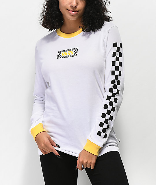 white and yellow vans shirt