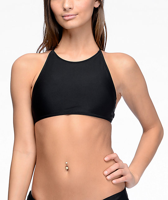 black high neck bikini top