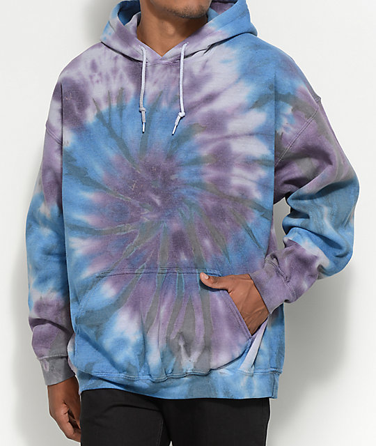 Zine Castle Blue & Purple Tie Dye Pullover Hoodie