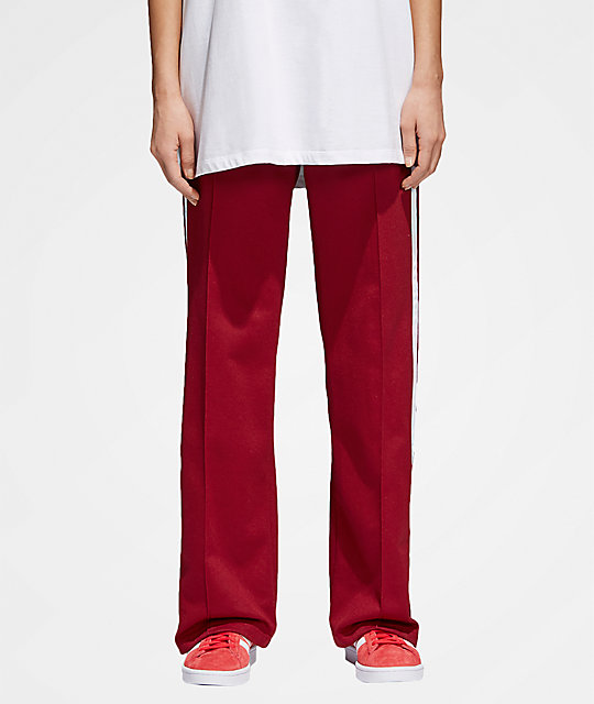 burgundy adidas track pants