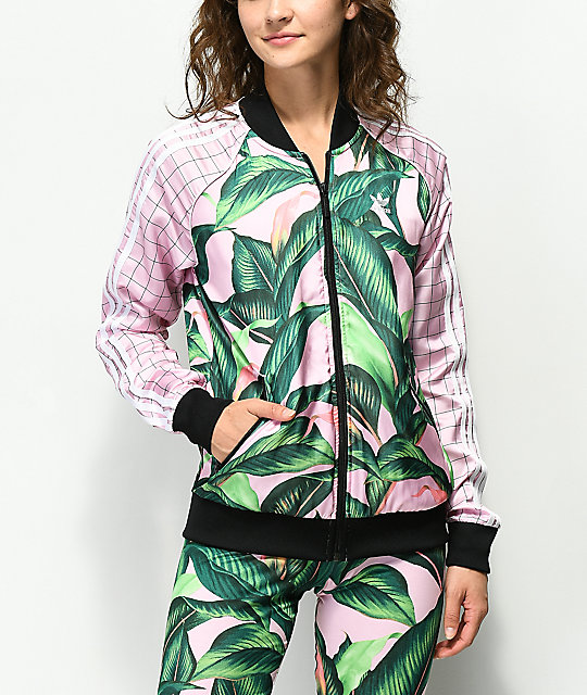 pink and green adidas tracksuit