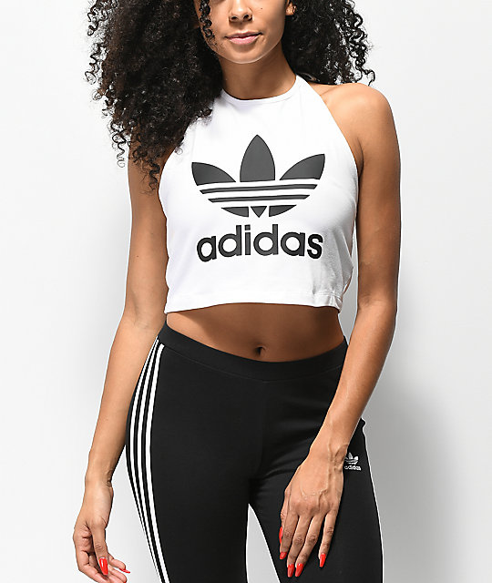 black and white adidas crop top