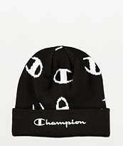 Champion Script Black & White Beanie